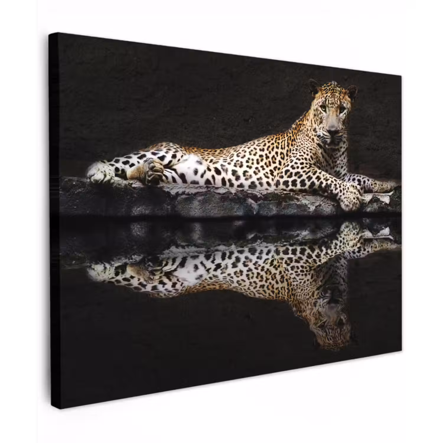 Canvas schilderij - Luipaard  - Water - Bos