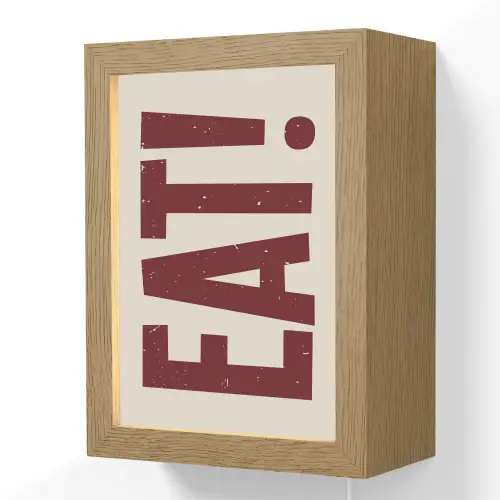 Red - Eten - Vintage - Decoratie Light Box met kabel (Wandlamp) klein -3d