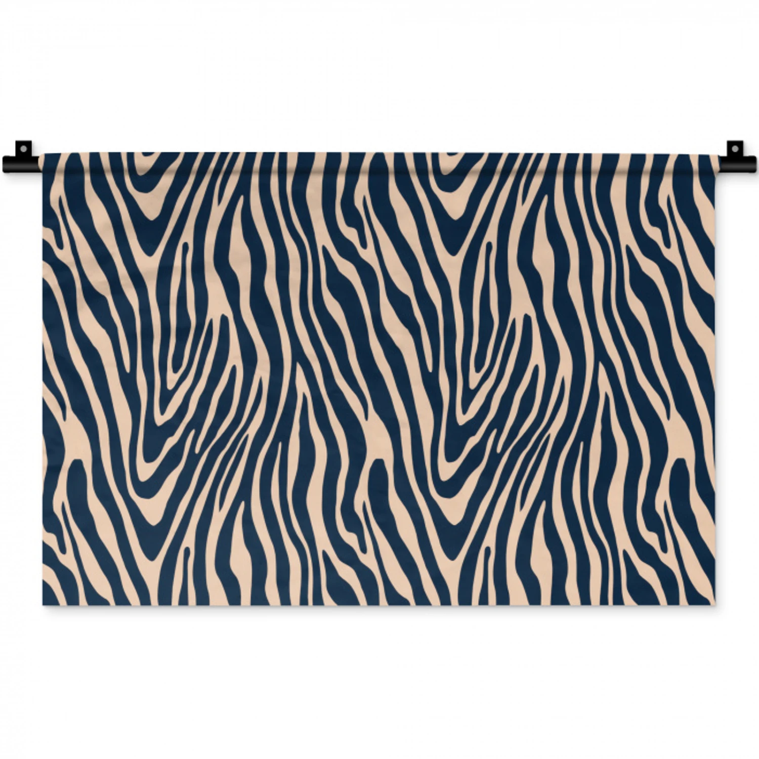 Zebra - Patroon - Blauw - Beige Wandkleed katoen klein 269 -zz3d
