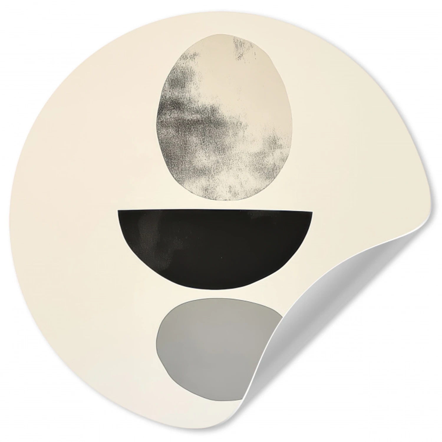 Beige - Japandi - Wabi sabi Wandcirkel behangsticker klein -3d