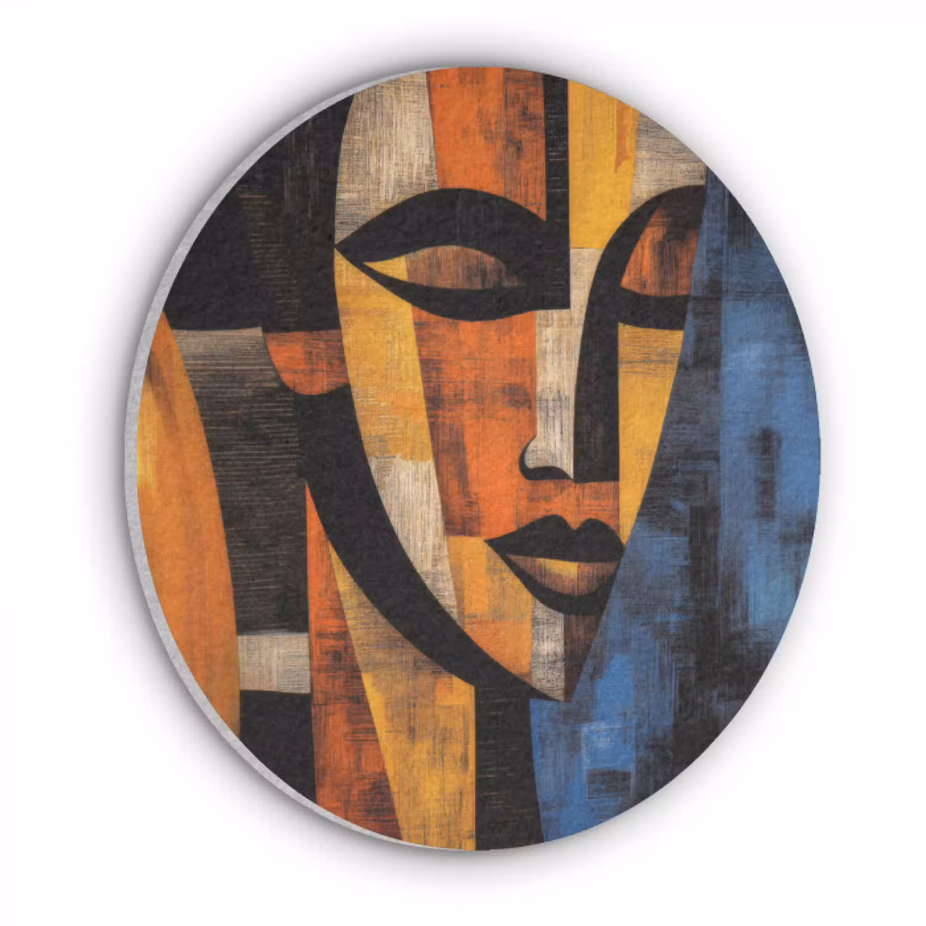 Abstract - Portret - Kleurvakken Akoestische PET Vilt - Rond klein -3d
