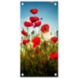 Rode klaprozen tegen de hemel tuinposter los doek klein -3d