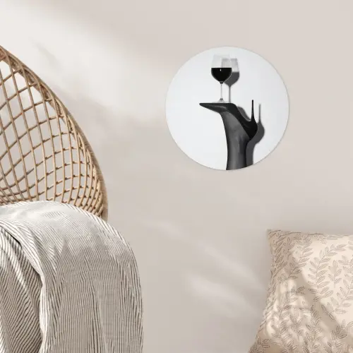 Hak - Wijn - Minimalistisch - Zwart Wandcirkel behangsticker klein -sfeer4