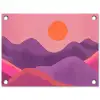 Zon - Heuvels - Paars - Abstract tuinposter los doek klein -3d