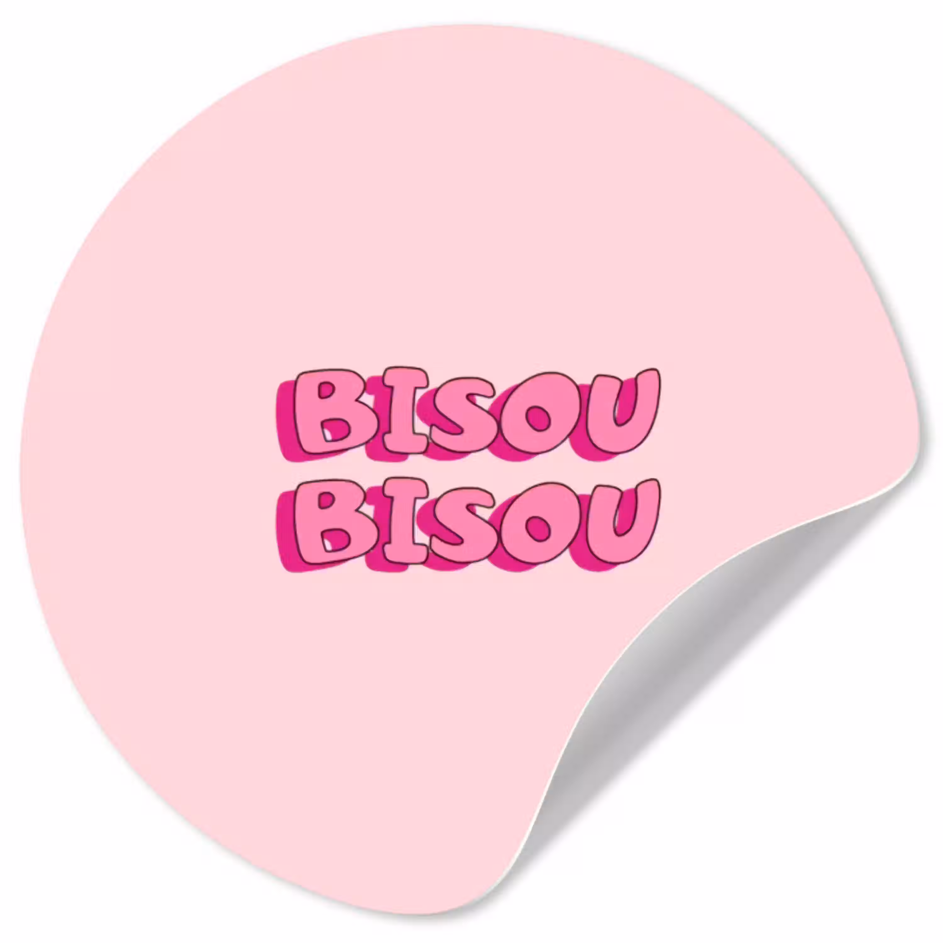 Bisou - Roze - Schaduw Wandcirkel behangsticker klein -3d