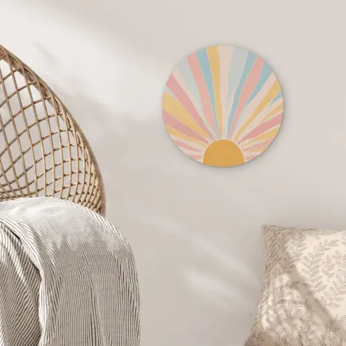 Illustratie - Zon - Pastelkleuren Akoestische PET Vilt - Rond klein -sfeer4