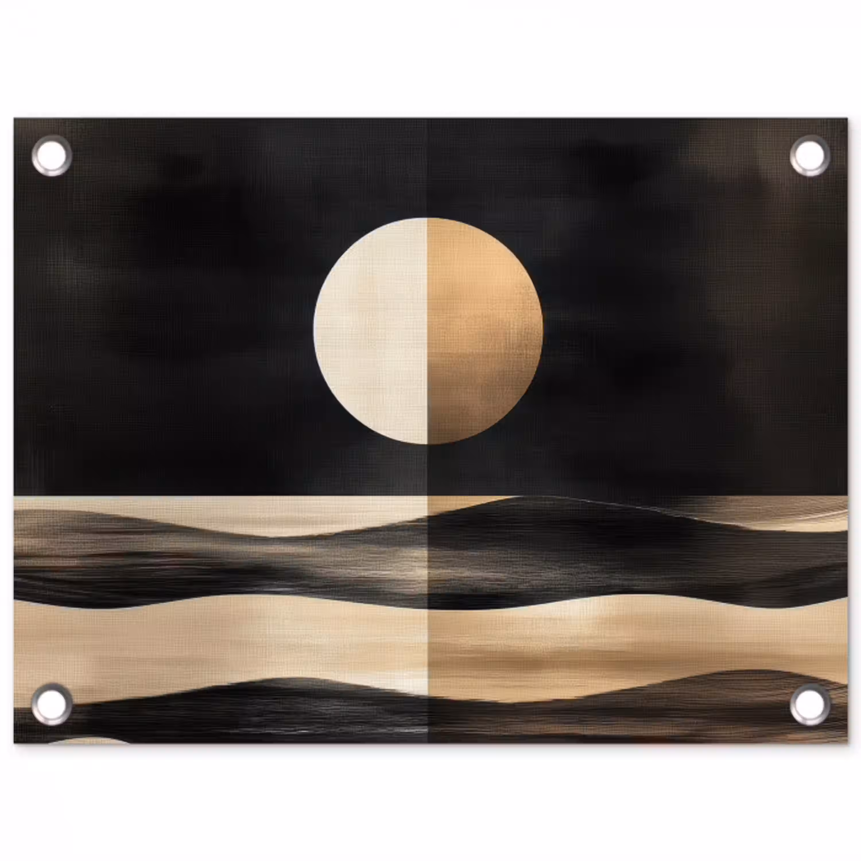 Maan - Cirkel - Goud tuinposter los doek klein -3d