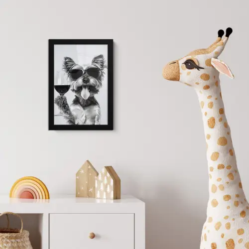 Hondje - Wijnglas - Zonnebril - Enthousiast fotolijst zwart zonder passe partout klein -usfeer4_kinderkamer