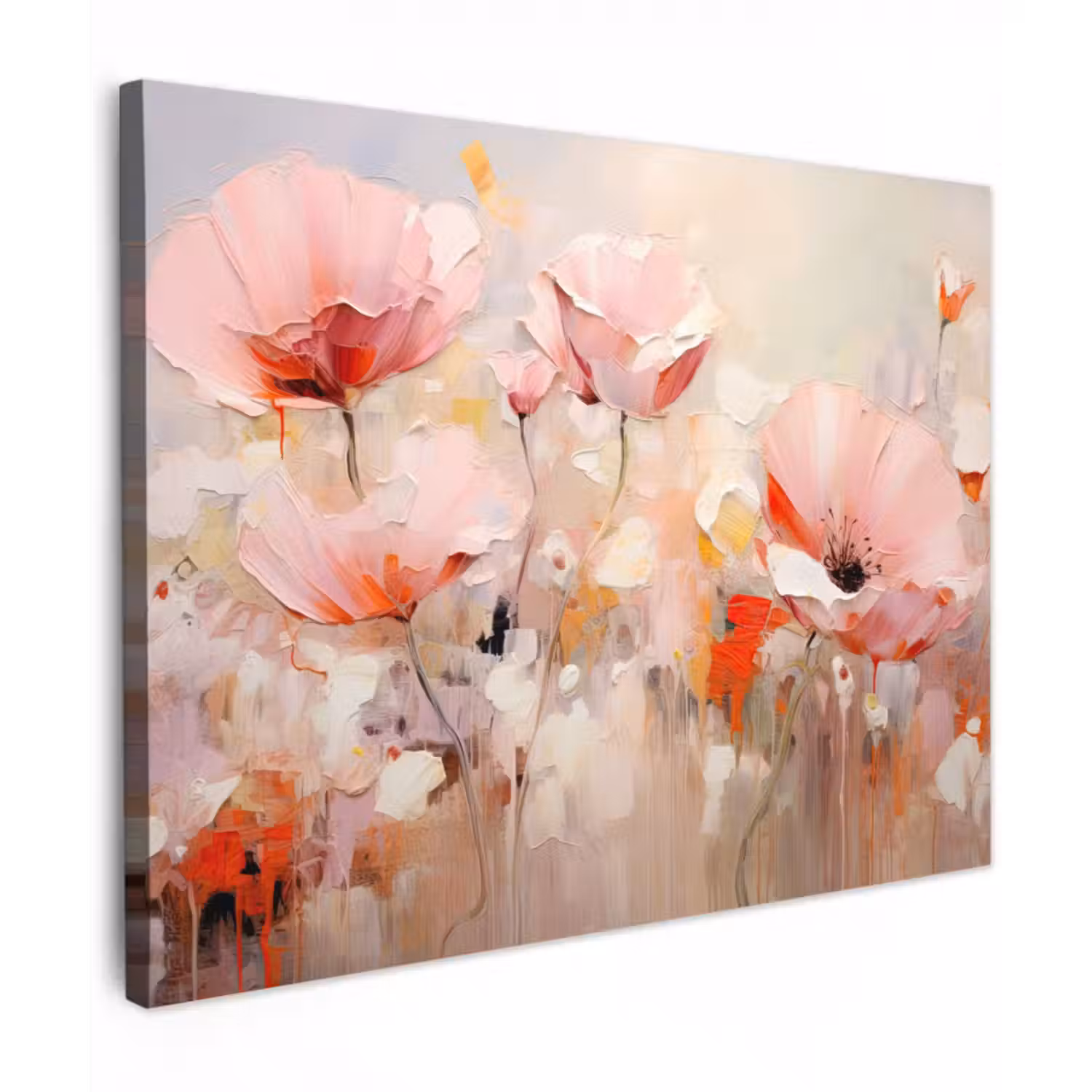 Leinwandbild - Blumen - Aquarell - Rosa - Abstrakt - Kunst