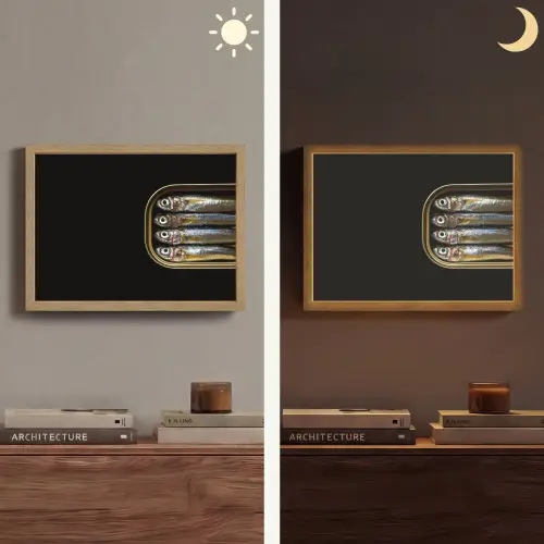 Sardines - Blik - Zwart - Vissen Light Box met batterij (Wandlamp) middel -sfeer3