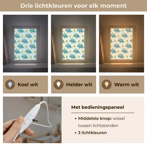 Triceratop - Blauw - Stippen - Boompjes Light Box met kabel klein -USP_lichtkleurNL