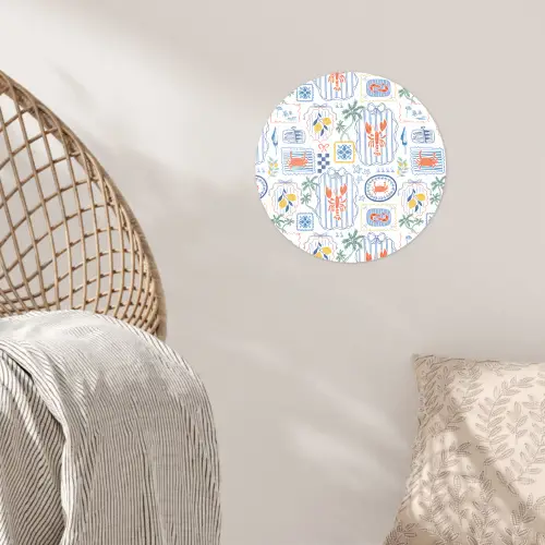 Zee - Sfeer -  Krab - Blauw Wandcirkel behangsticker klein 186 -sfeer4