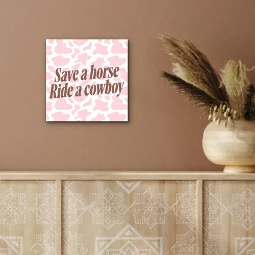 Koeienprint - Roze - Cowboy - Horse aluminium wit klein -sfeer4
