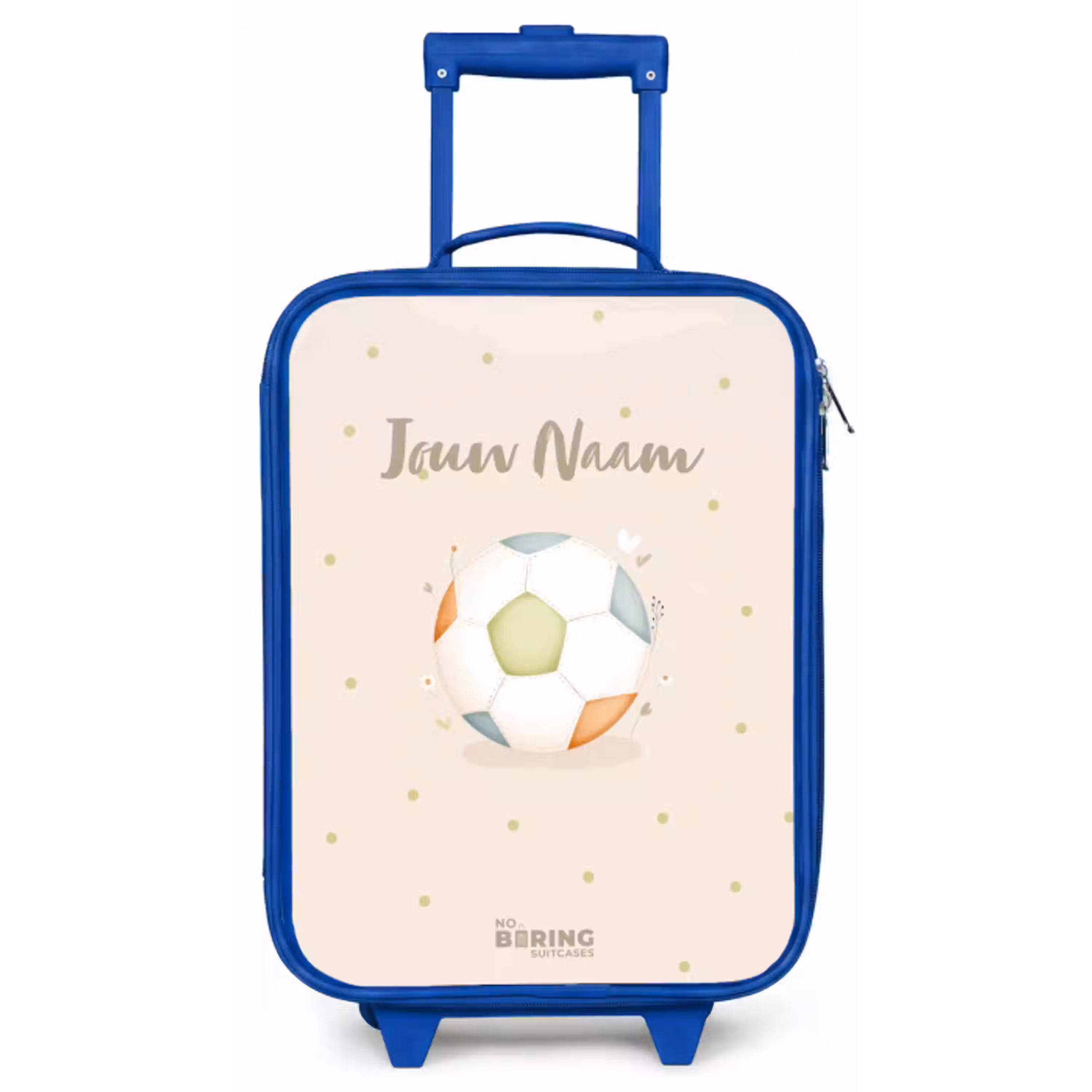 Voetbal in beige pastel kleuren Kinderkoffer - Blauw klein -zz3dotto