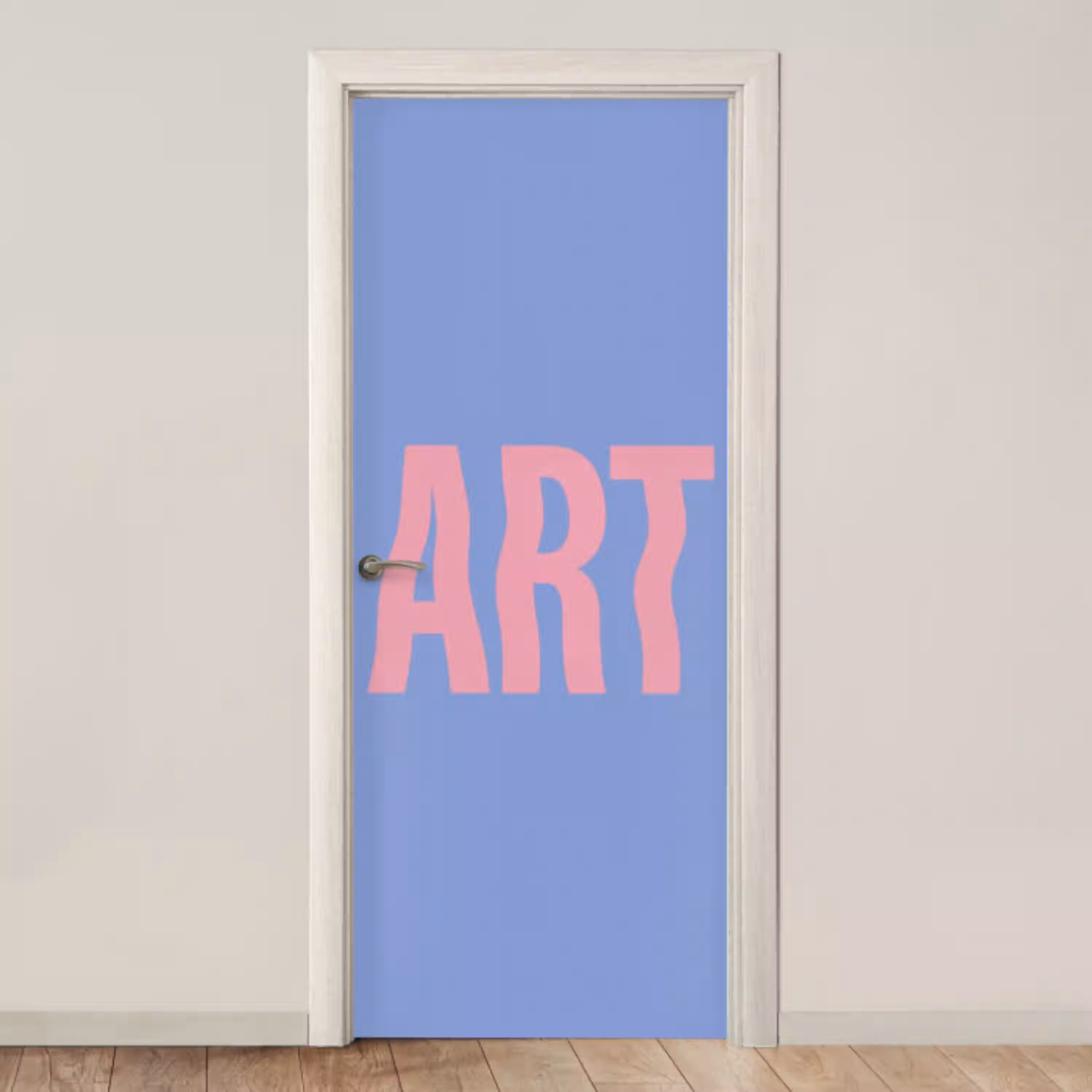 Art - Roze - Blauw deurposter klein -3d_beige