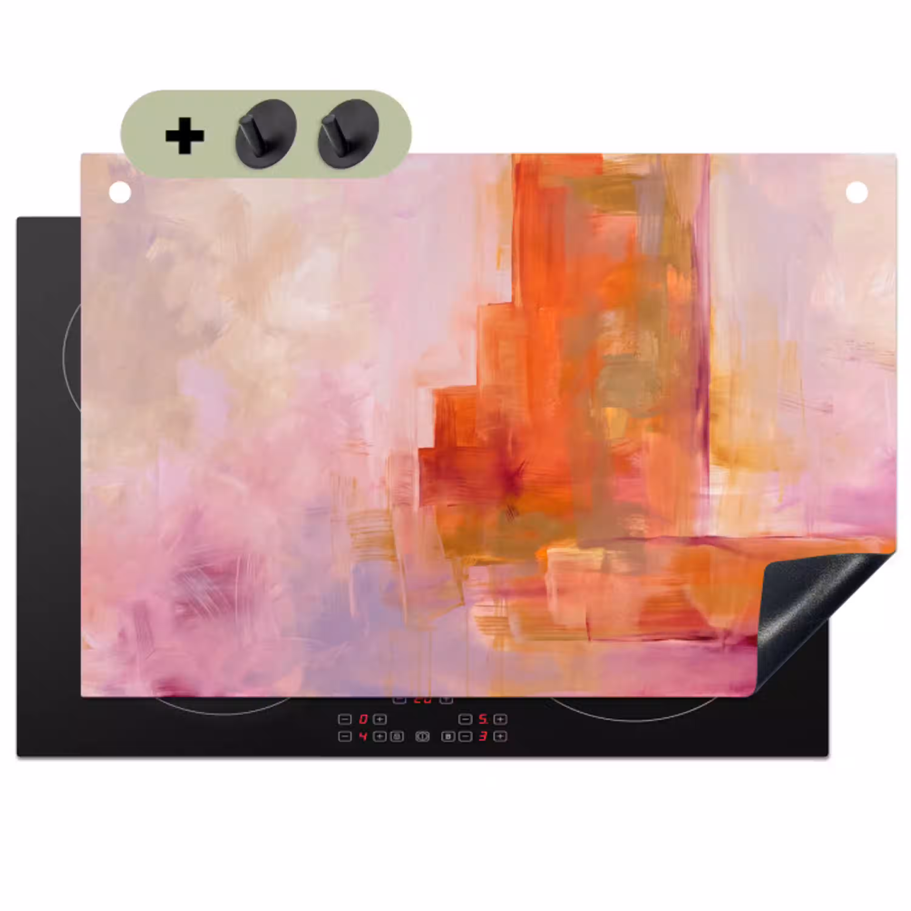 Abstract - Borstelstreken - Kunst - Paars - Goud Inductie beschemer met haakjes klein -3d