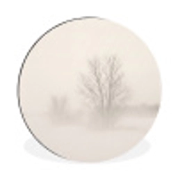 Boom - Mist - Sneeuw - Winter - Minimalistisch Wandcirkel aluminium klein -3d