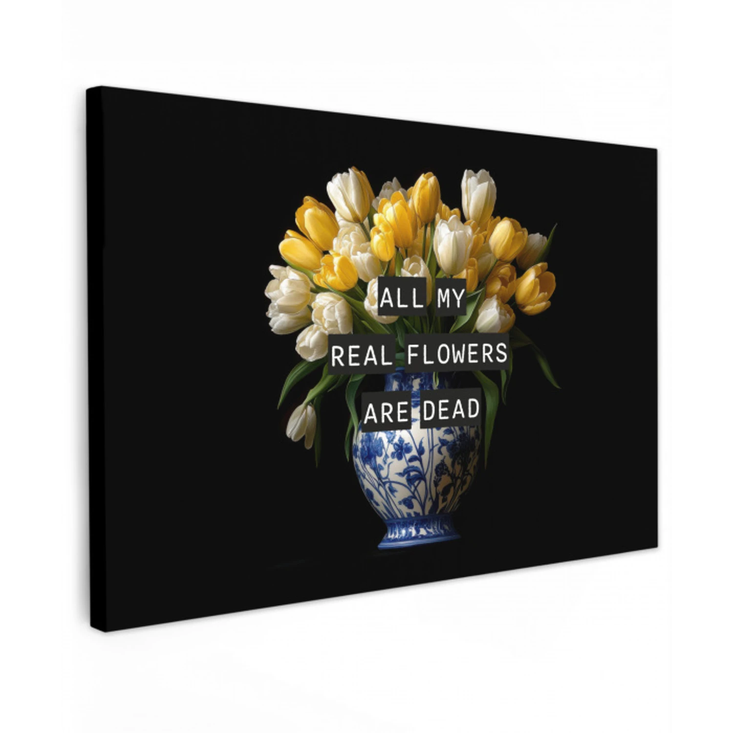 Quotes - Bloem - Tulp - Geel canvas 2cm klein -z3d
