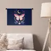 Vlinder - Maan - Bloemen - Sterrenhemel Wandkleed katoen klein -sfeer4