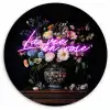 Neon - Vaas - Bloemen Wandcirkel plexiglas klein -3d