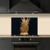 Ananas - Goud - Verf - Zwart - Fruit - Luxe keuken achterwand spatscherm klein -sfeer1