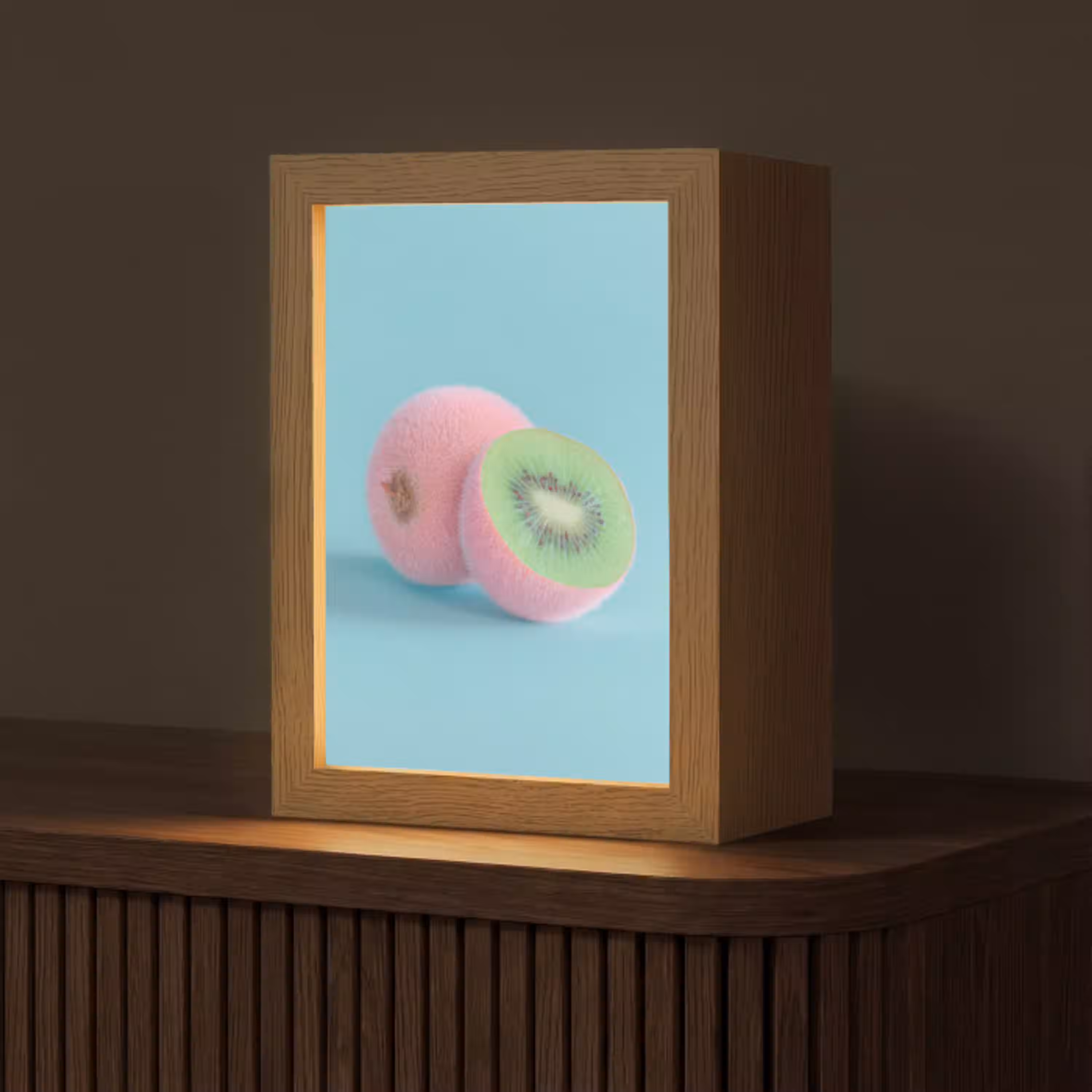 Kiwi - Blauw - Surrealistisch Light Box met kabel (Tafellamp) klein -z3d_website