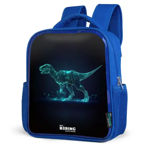 Digitale T-Rex in blauw lichtveld Kinderrugzak - Blauw middel -schuin