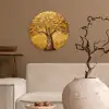 Goud - Boom - Abstract - Modern Wandcirkel kunststof plaat 5mm dik klein -sfeer1