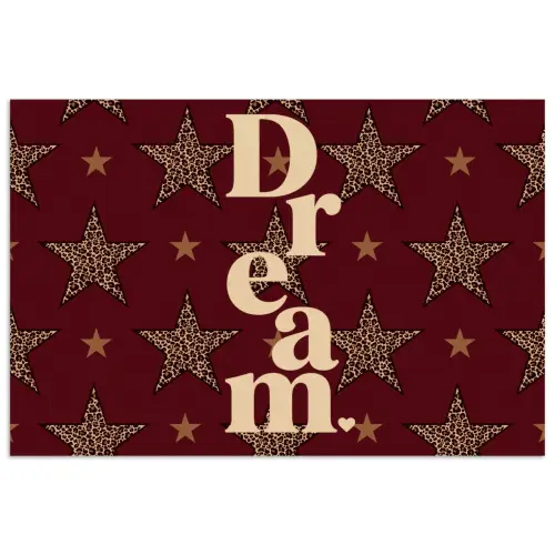 Sterren - Luipaardprint - Dream - Bordeaux poster papier klein -3d