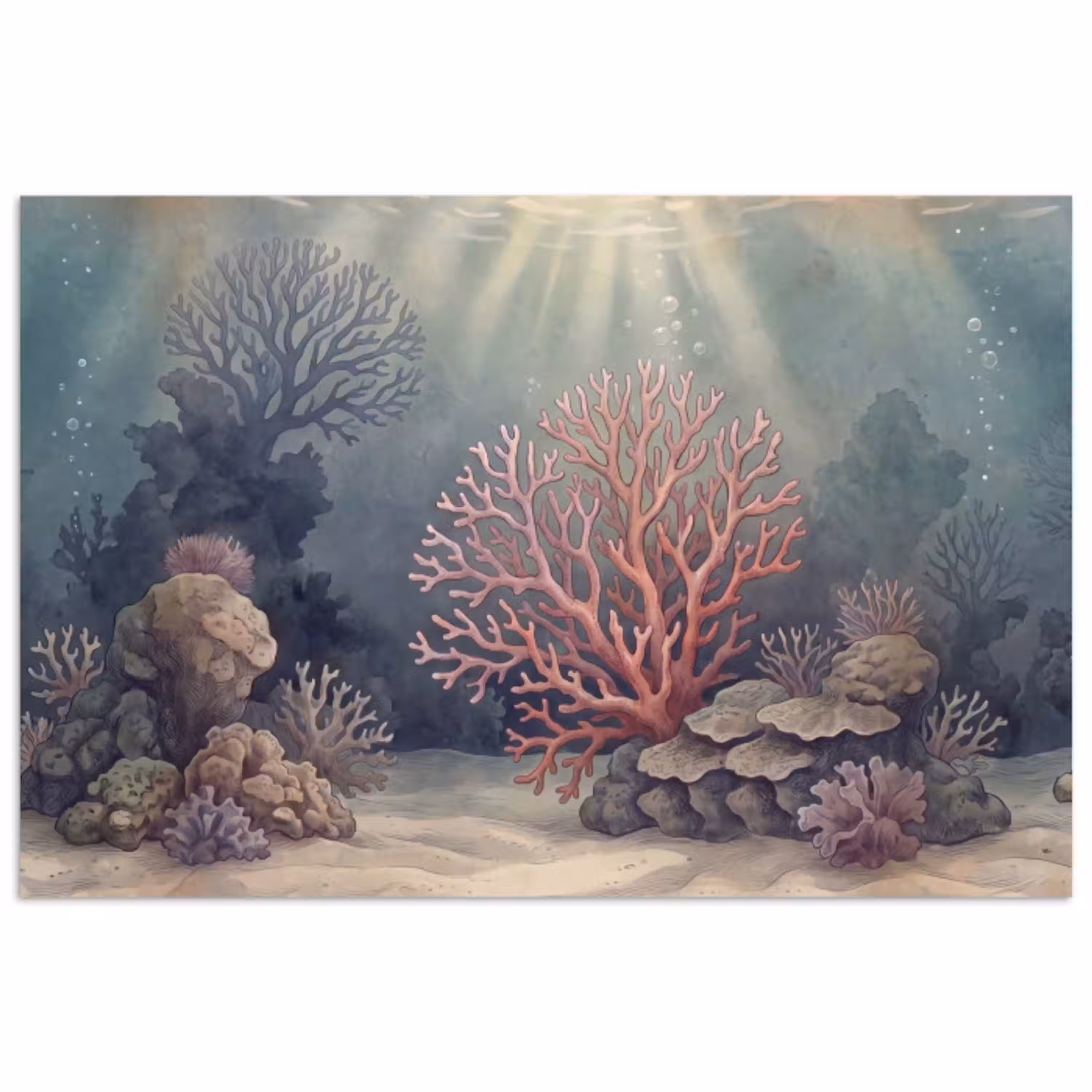 Koraal - Onderwater - Natuur - Roze poster papier klein -3d