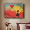 Banksy Style - Kleurrijk - Graffiti - Meisje - Street art Textielframe zwart klein -sfeer1