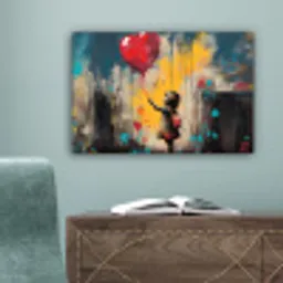 Meisje - Ballon - Hart - Graffiti canvas 2cm klein -sfeer4