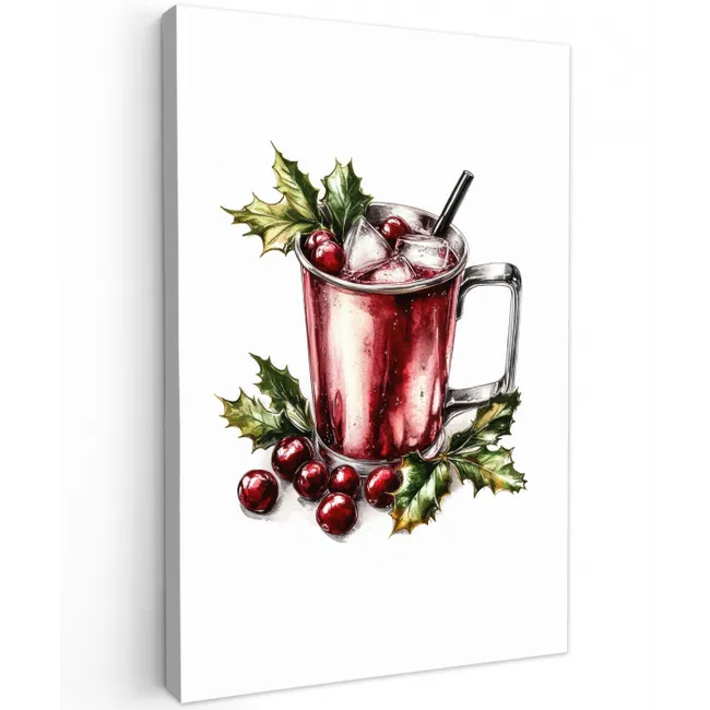 Drank - Winter - Cocktail - Rood Tuinposter op houten frame 2 cm dik middel -3d