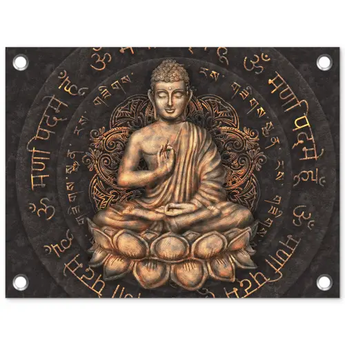 Boeddha - Mantra - Meditatie - Spiritueel - Koper tuinposter los doek klein -3d