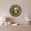Vrouw - Bloemen - Vlinders - Natuur - Vintage Fotolijst rond zonder passe partout klein -sfeer3