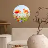 Bloemen - Klaproos - Lente - Natuur - Rood - Blauw Wandcirkel behangsticker klein -sfeer1