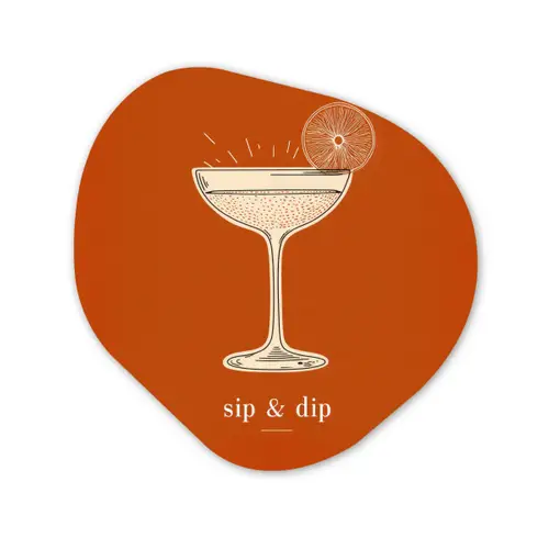 Cocktail - Oranje - Zomer - Quote Wandcirkel Organisch Aluminium middel -3d