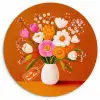 Vaas - Bloemen - Oranje Wandcirkel plexiglas klein -3d