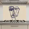 Minimalistisch - Lijnillustratie - Beige - Donkerblauw keuken achterwand spatscherm klein -3d_website