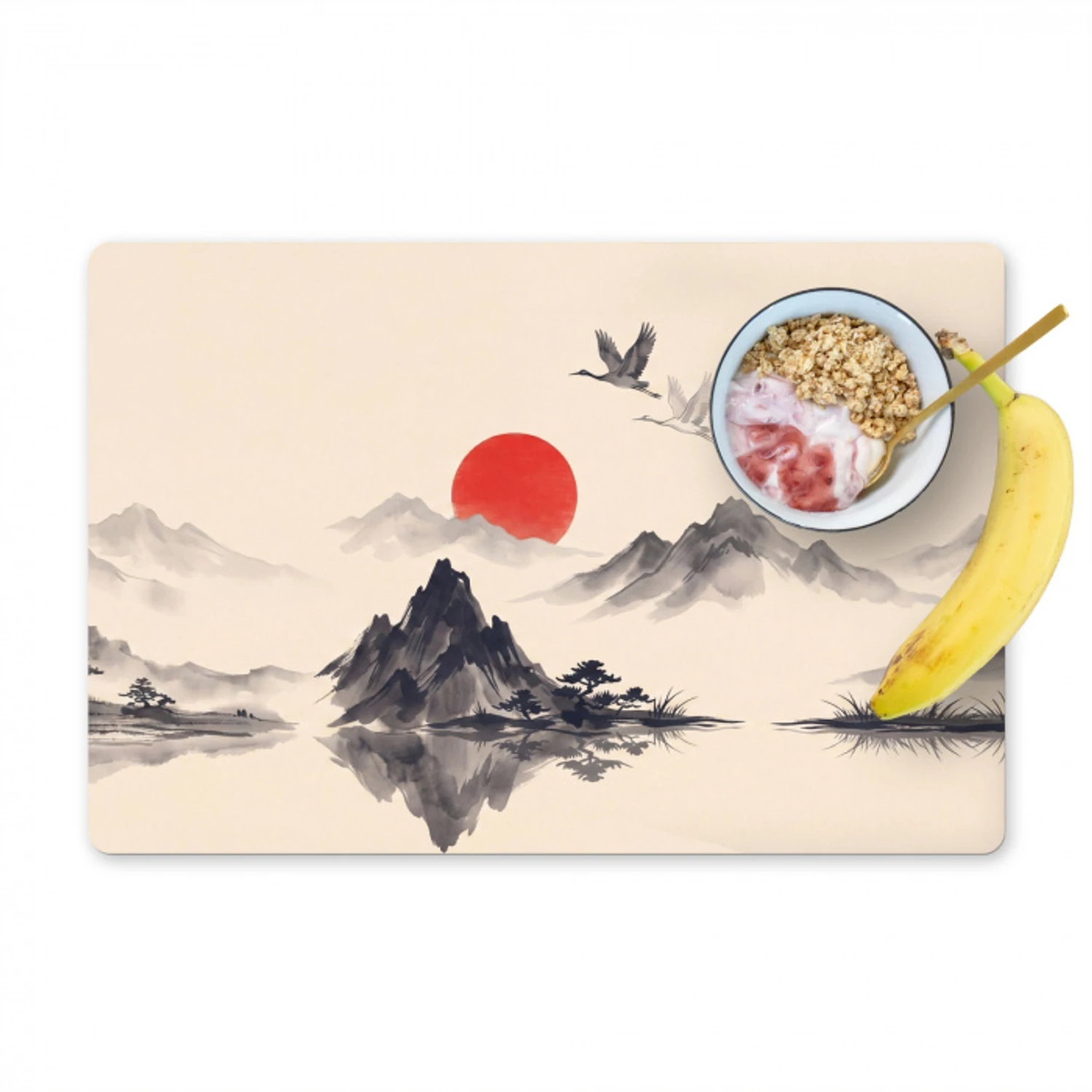 Oosters - Kraanvogels - Landschap Placemat vinyl groot -zzzproduct_Kitchenyeah-website