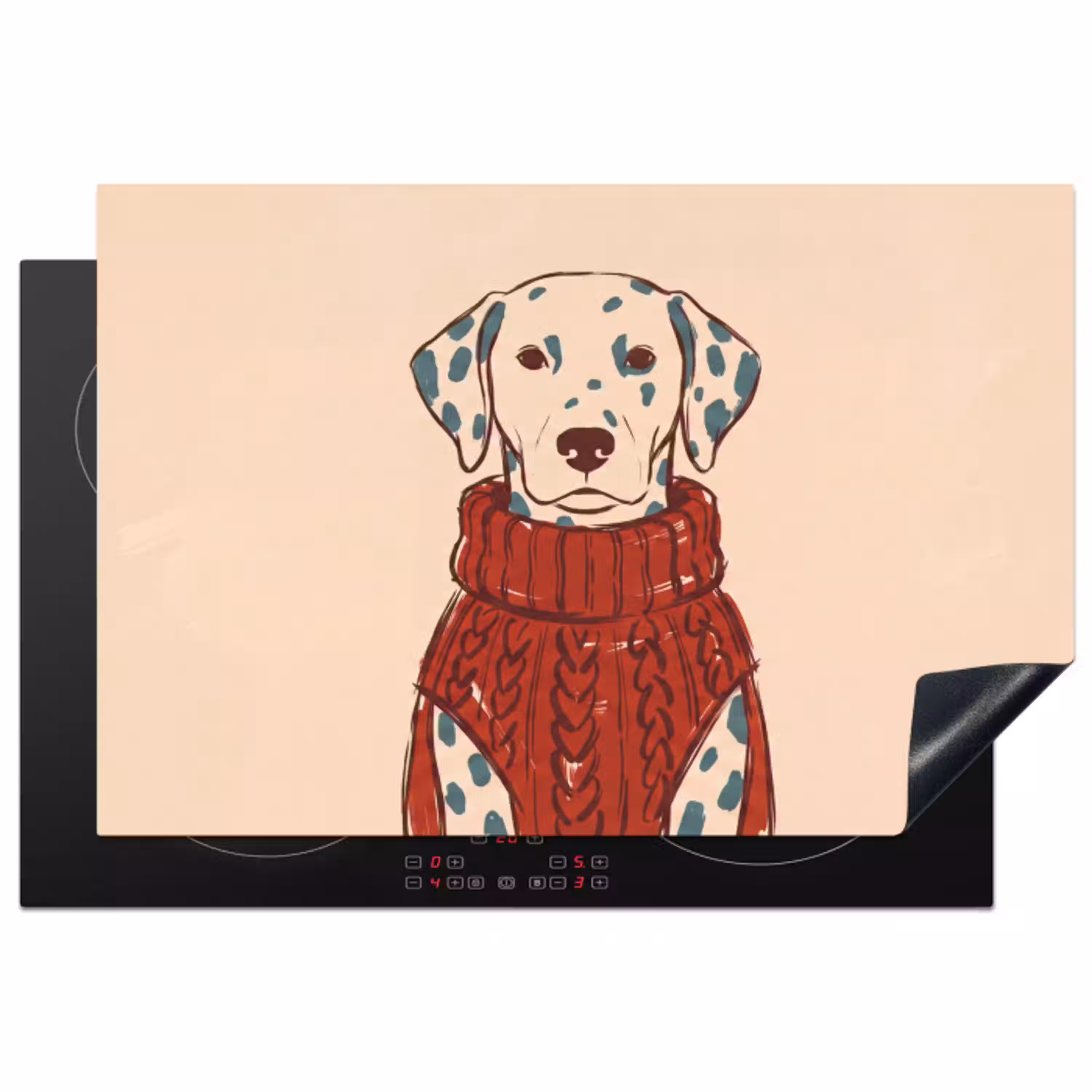 Hond - Trui - Winter - Dieren - Rood Inductie beschermer vinyl 3mm klein -3d