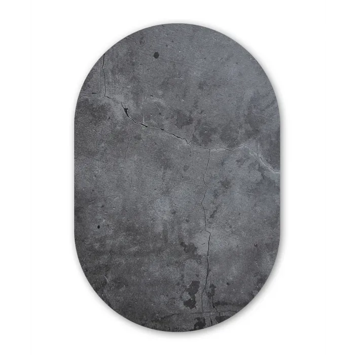 Industrieel - Beton - Grijs - Leisteen Wandcirkel Ovaal Forex klein -3d