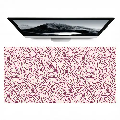 Kronkelende lijn - Magenta - Crème Muismat XXL klein 681 -zzz3d