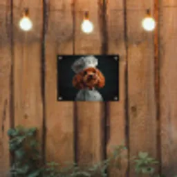 Bruin - Kok - Hondje tuinposter los doek klein -sfeer1