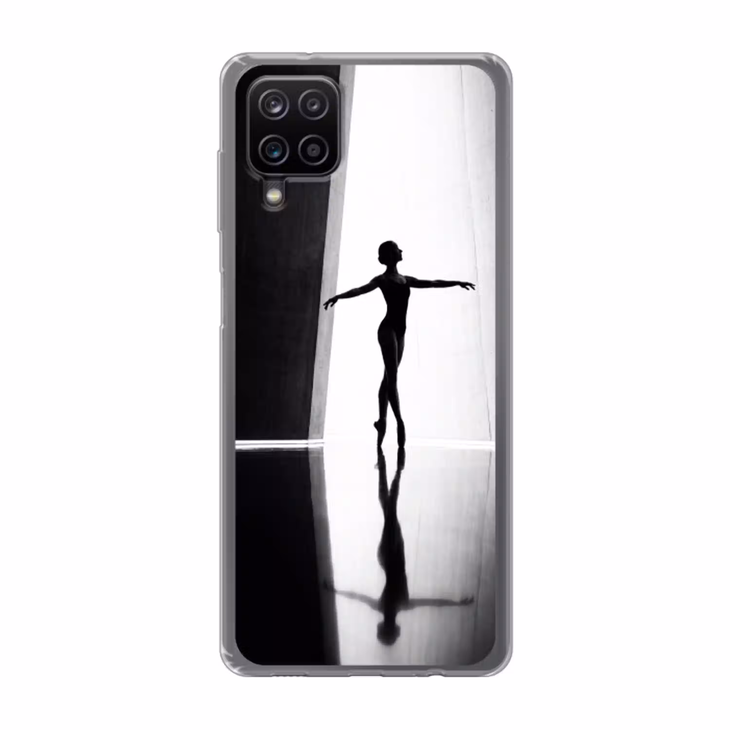 Danser - Silhouette - Kunst - Modern - Zwart-wit Telefoonhoesje Samsung Galaxy A12 klein -3d