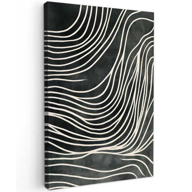 Lijnen - Patroon - Abstract - Wit Tuinposter op houten frame 2 cm dik klein -3d