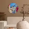 Santorini - Bloemen - Griekenland Wandcirkel plexiglas klein -sfeer1