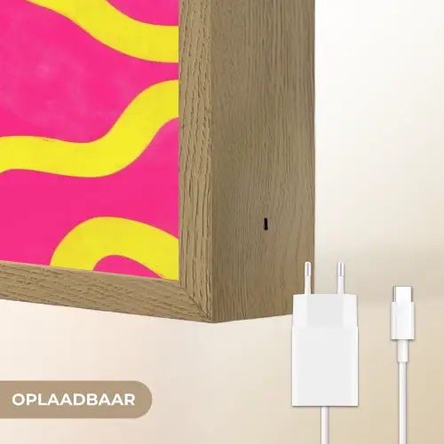 Lijn - Geel - Abstract Light Box met batterij (Wandlamp) middel -USP_websiteoplaadbaarNL