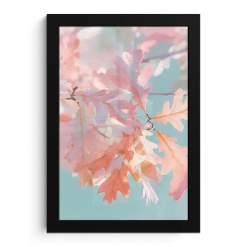 Eikenbladeren - Takken - Roze fotolijst zwart zonder passe partout klein -3d