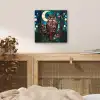 Uil - Mozaïek - Maan - Nacht aluminium wit klein -sfeer3